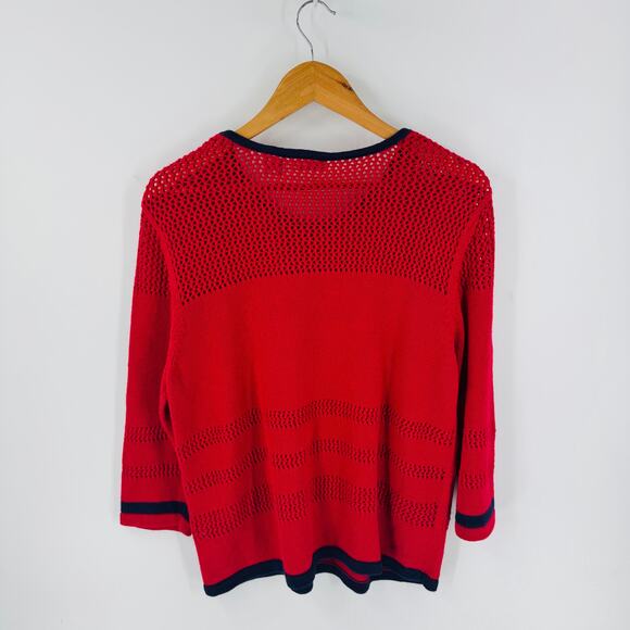 Vintage Croft & Barrow American Flag Knit Sweater Red Patriotic USA Size Large - Picture 2 of 7